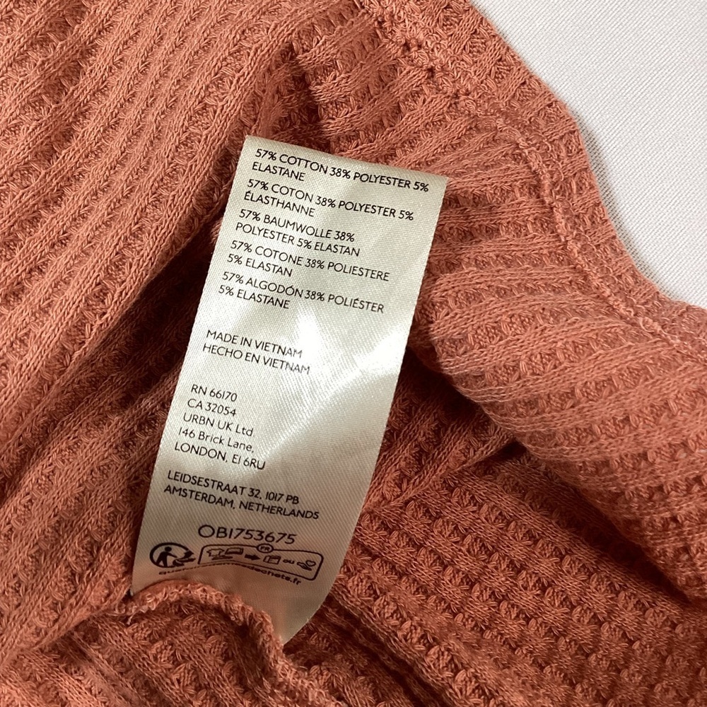 We The Free Oversized Waffle V-Neck Sweater in Dusty Terracotta - Picture 7 of 10